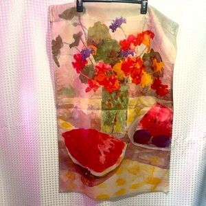 Vintage 1996 Toland House Garden Flag Flowers & Watermelon Signed USA 35" x 24"